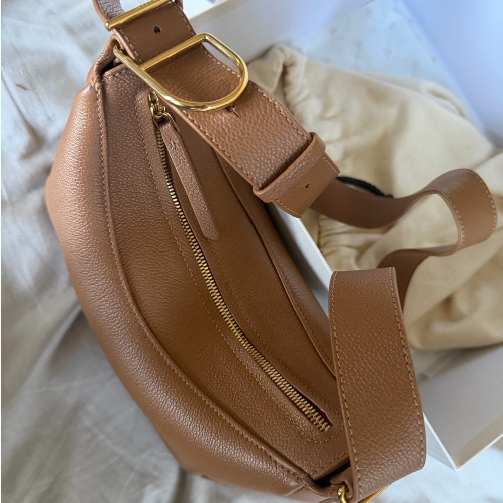 Polène Brown Pebbled Leather Shoulder Bag with Gold Hardware - Picture 10 of 14